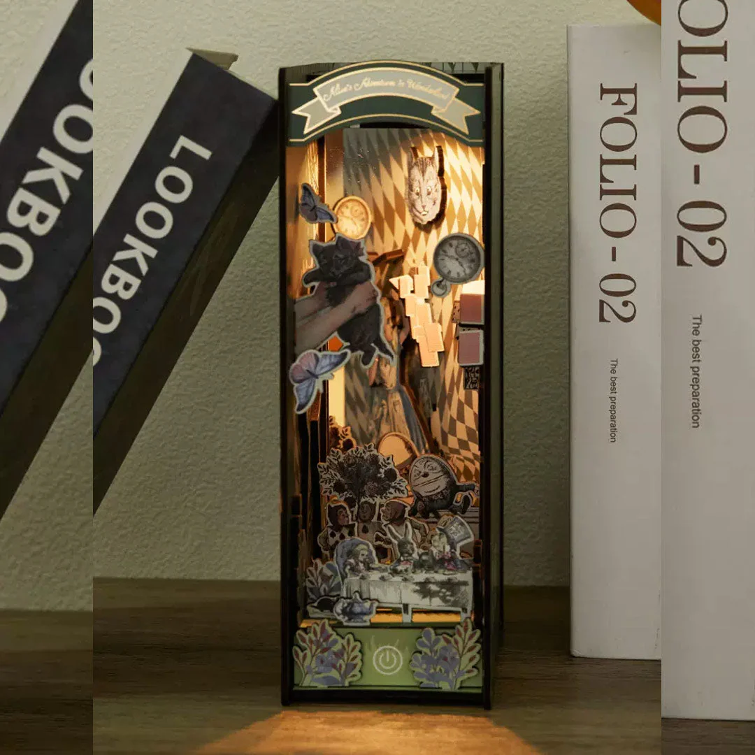 (sold out) Alice In Wonderland Wooden Book Nook Bookshelf Insert - Image 3