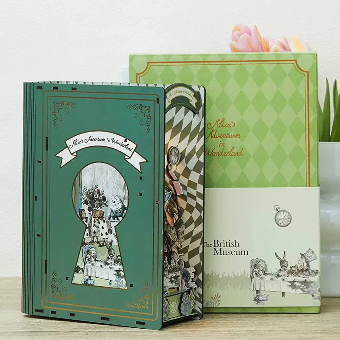 (sold out) Alice In Wonderland Wooden Book Nook Bookshelf Insert - Image 5