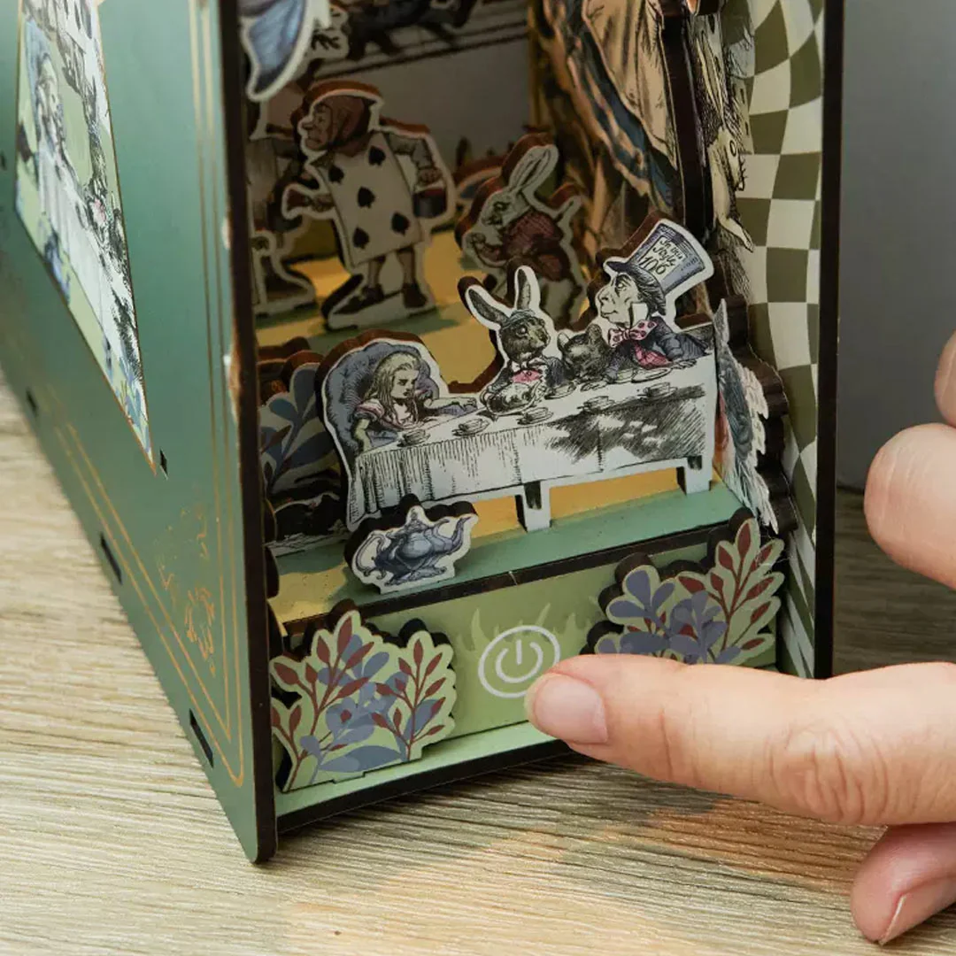 (sold out) Alice In Wonderland Wooden Book Nook Bookshelf Insert - Image 6