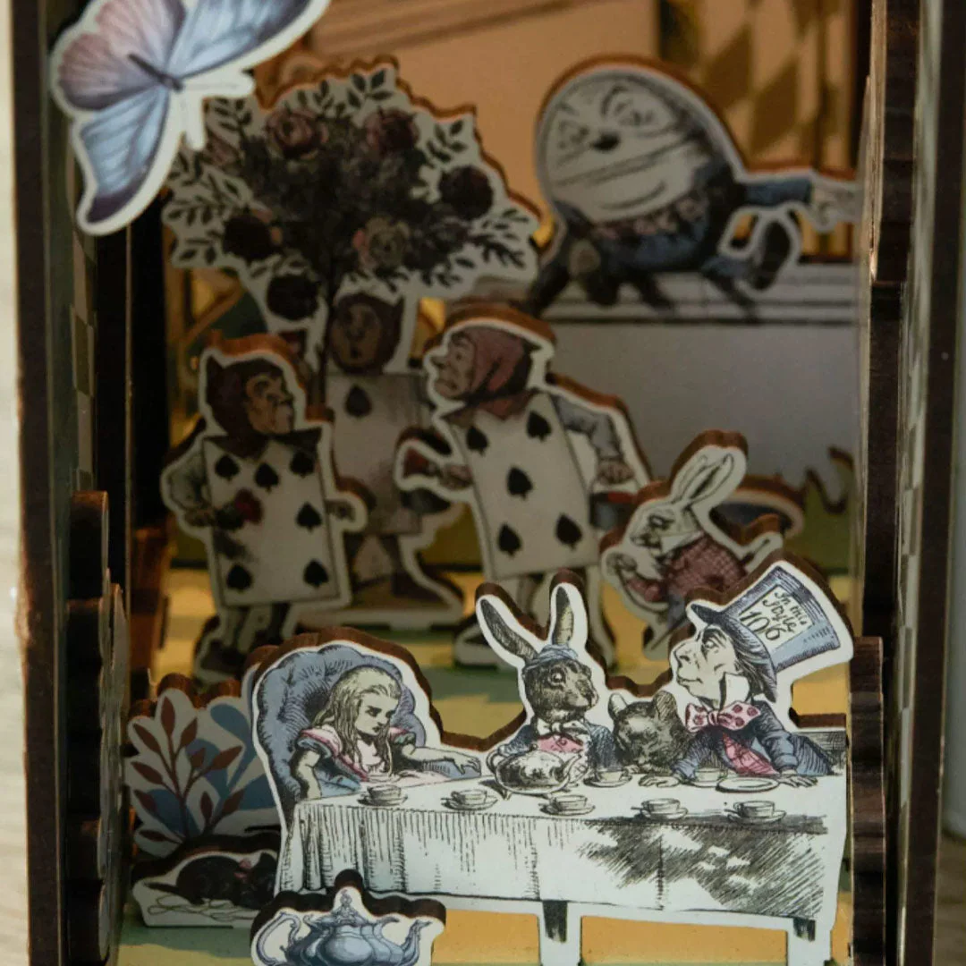(sold out) Alice In Wonderland Wooden Book Nook Bookshelf Insert - Image 7