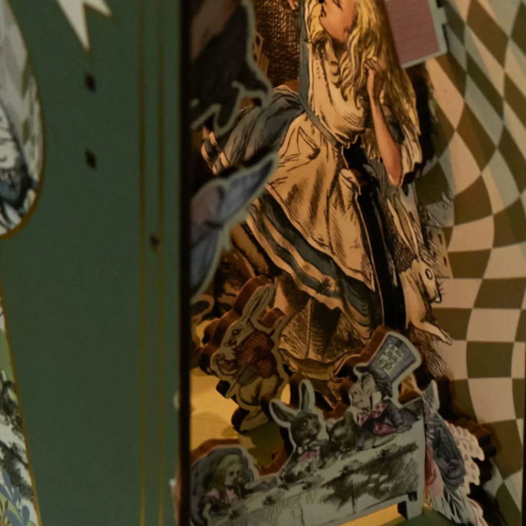 (sold out) Alice In Wonderland Wooden Book Nook Bookshelf Insert - Image 8