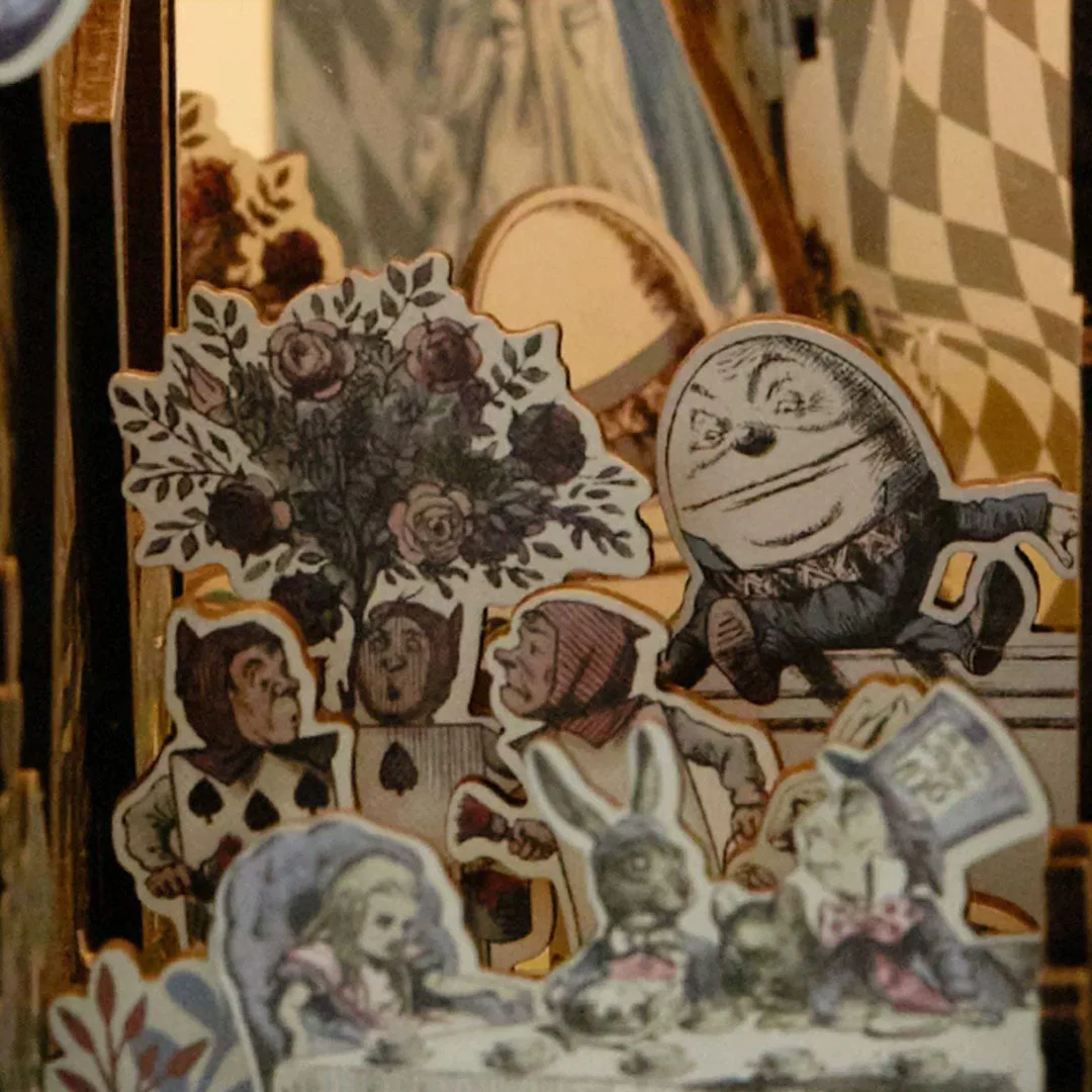(sold out) Alice In Wonderland Wooden Book Nook Bookshelf Insert - Image 9