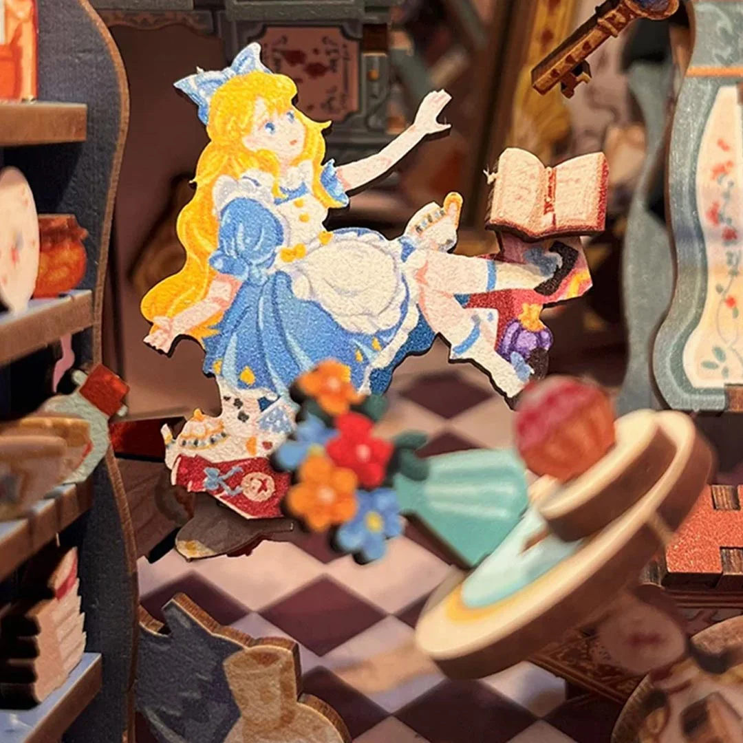 Alice in Wonderland Wooden Puzzle Book Nook Kit - Image 7