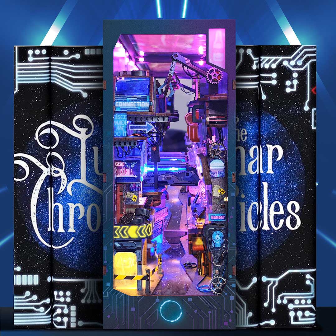 Cyberpunk Metropolis DIY Book Nook Bookshelf Inserts - Image 3