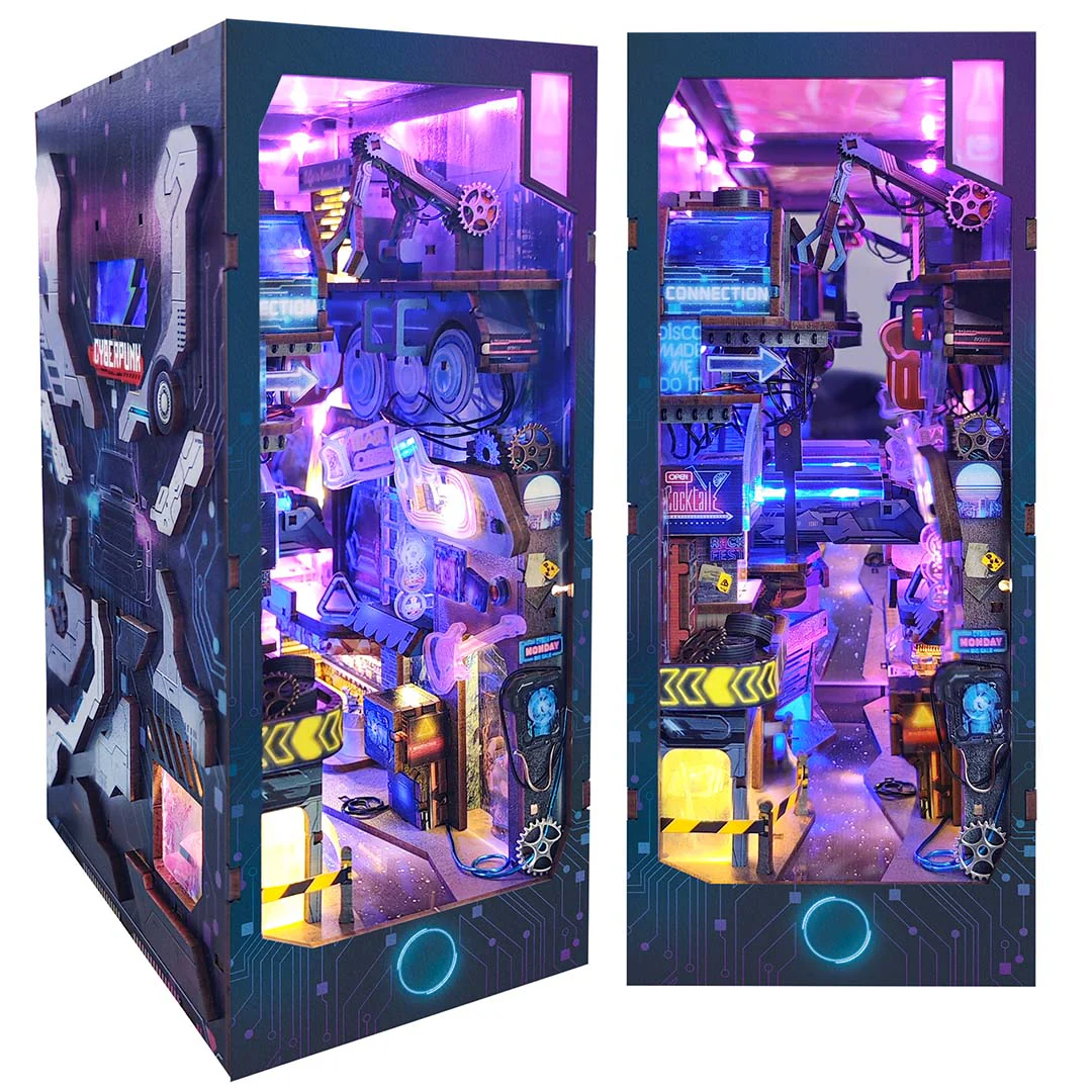 Cyberpunk Metropolis DIY Book Nook Bookshelf Inserts - Image 4