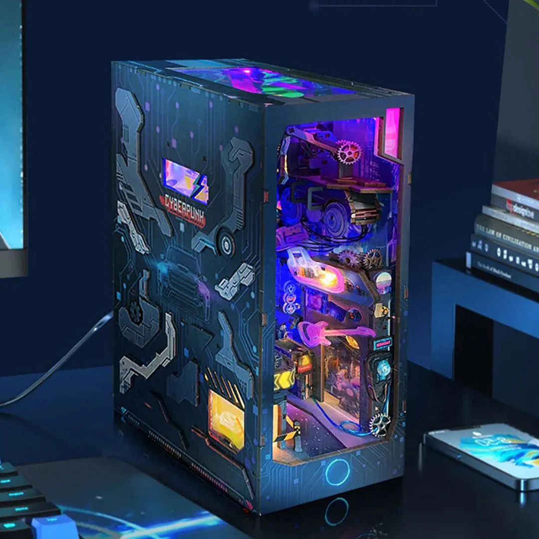 Cyberpunk Metropolis DIY Book Nook Bookshelf Inserts - Image 5