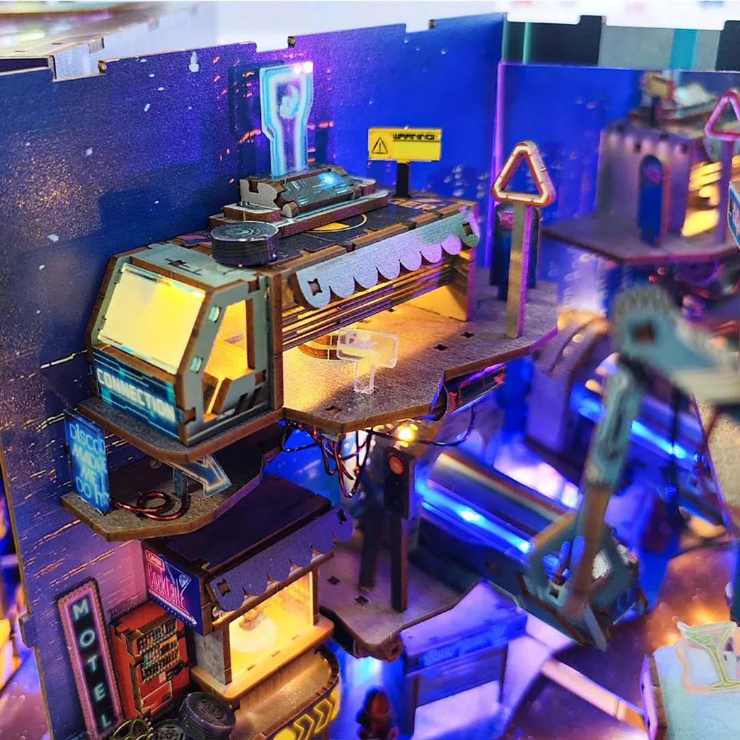 Cyberpunk Metropolis DIY Book Nook Bookshelf Inserts - Image 6