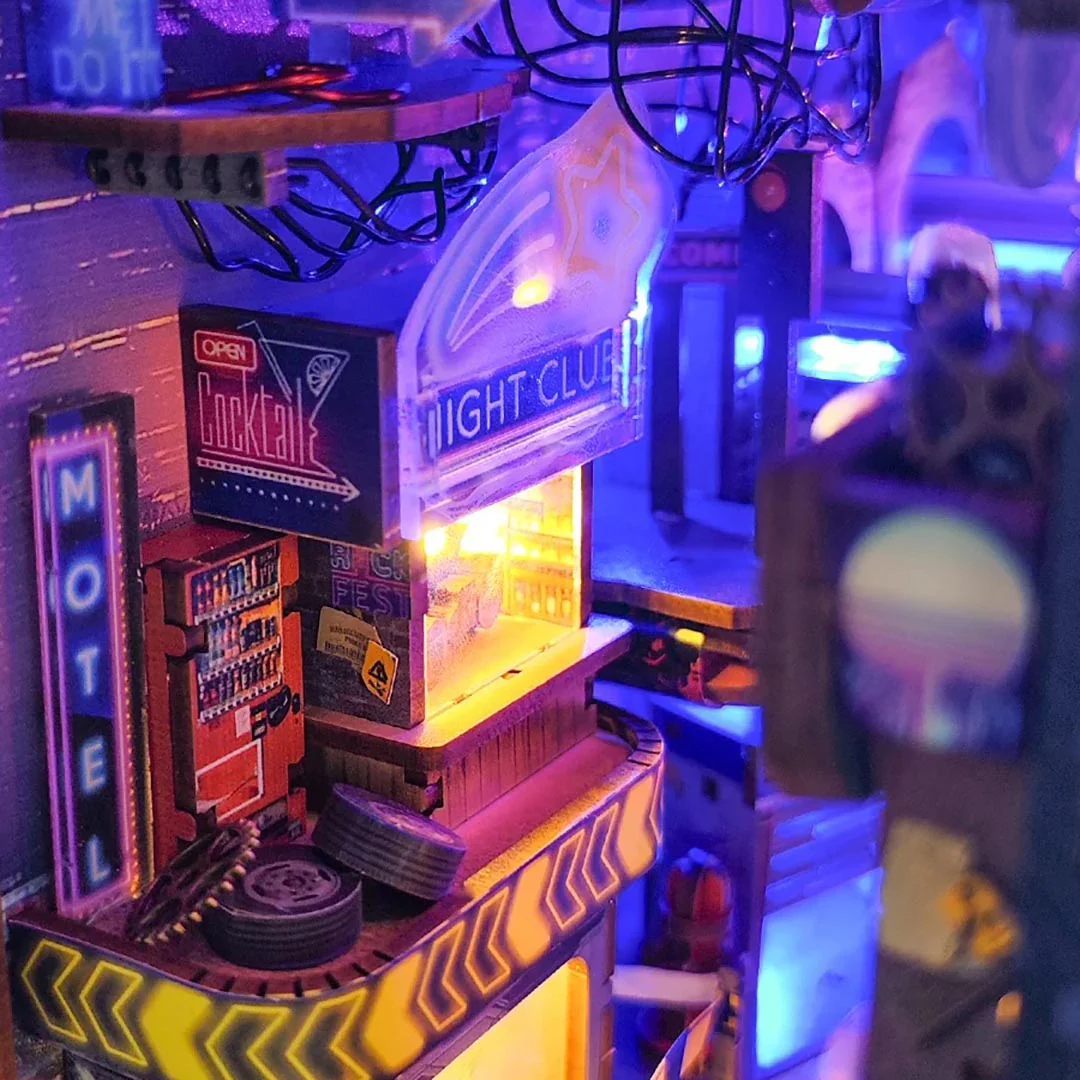 Cyberpunk Metropolis DIY Book Nook Bookshelf Inserts - Image 7