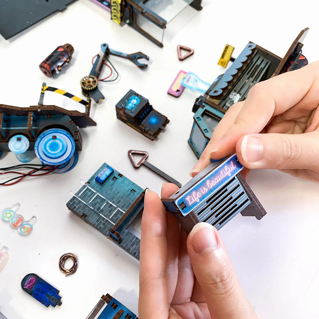 Cyberpunk Metropolis DIY Book Nook Bookshelf Inserts - Image 9