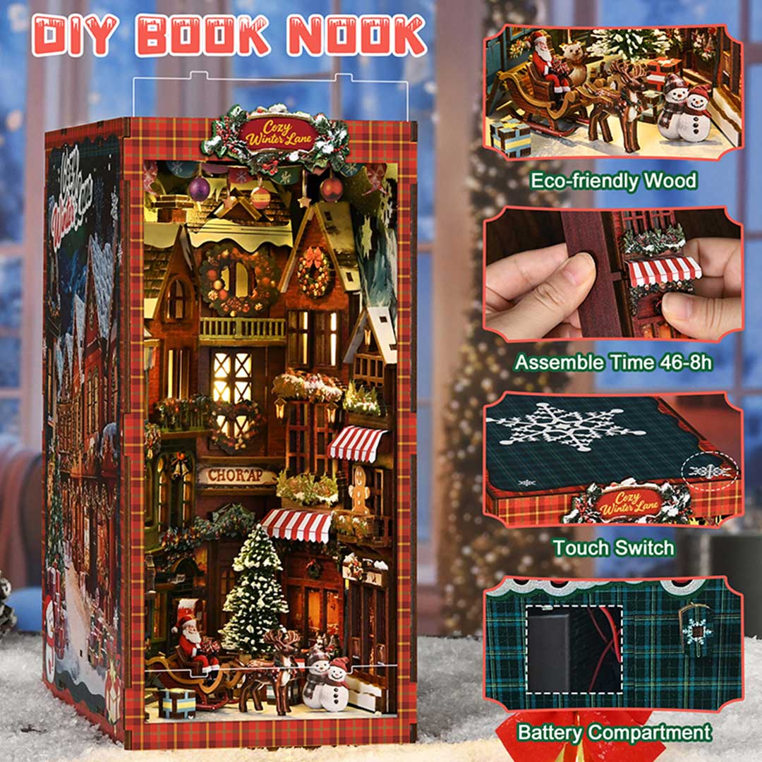 Christmas Corner – DIY Wooden Book Nook Shelf Insert - Image 6