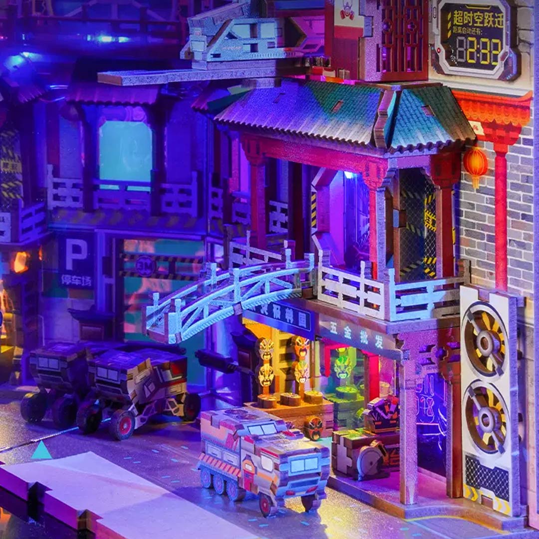 Cyber Landscape City DIY Book Nook Bookshelf Insert - Image 6