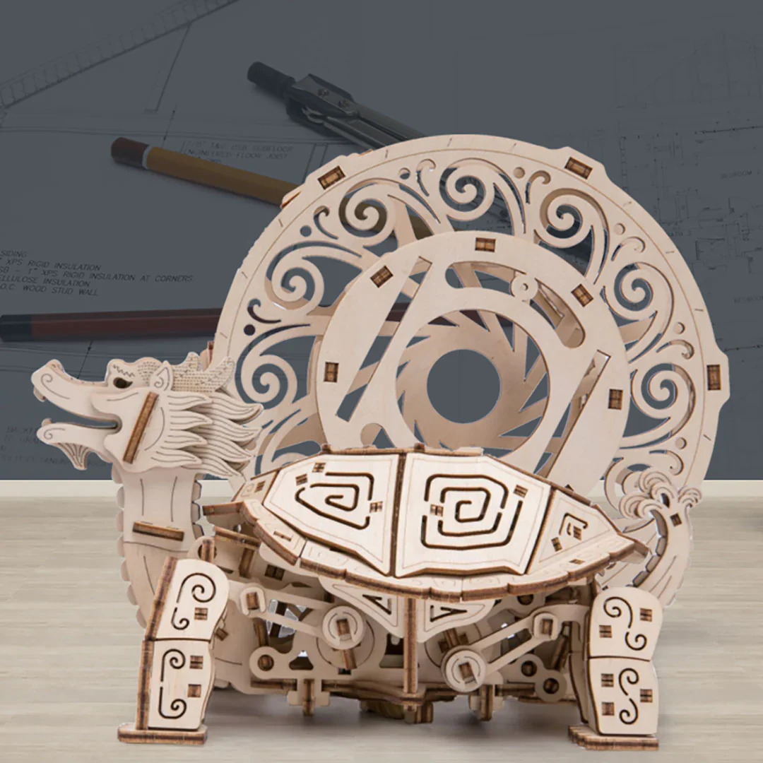 Dragon Turtle Mechanical 3D Wooden Puzzle Model Kit - Image 5