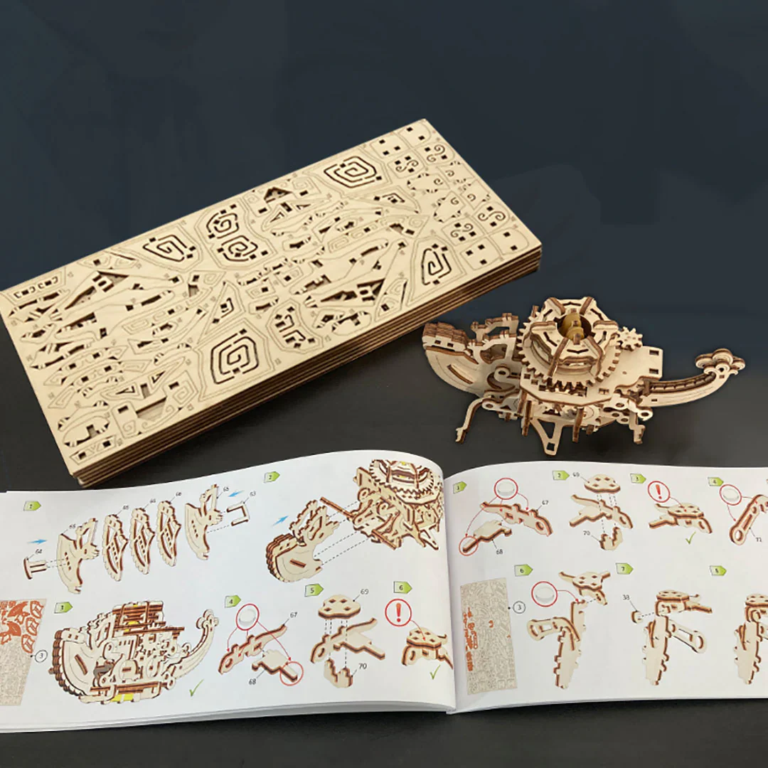 Dragon Turtle Mechanical 3D Wooden Puzzle Model Kit - Image 9