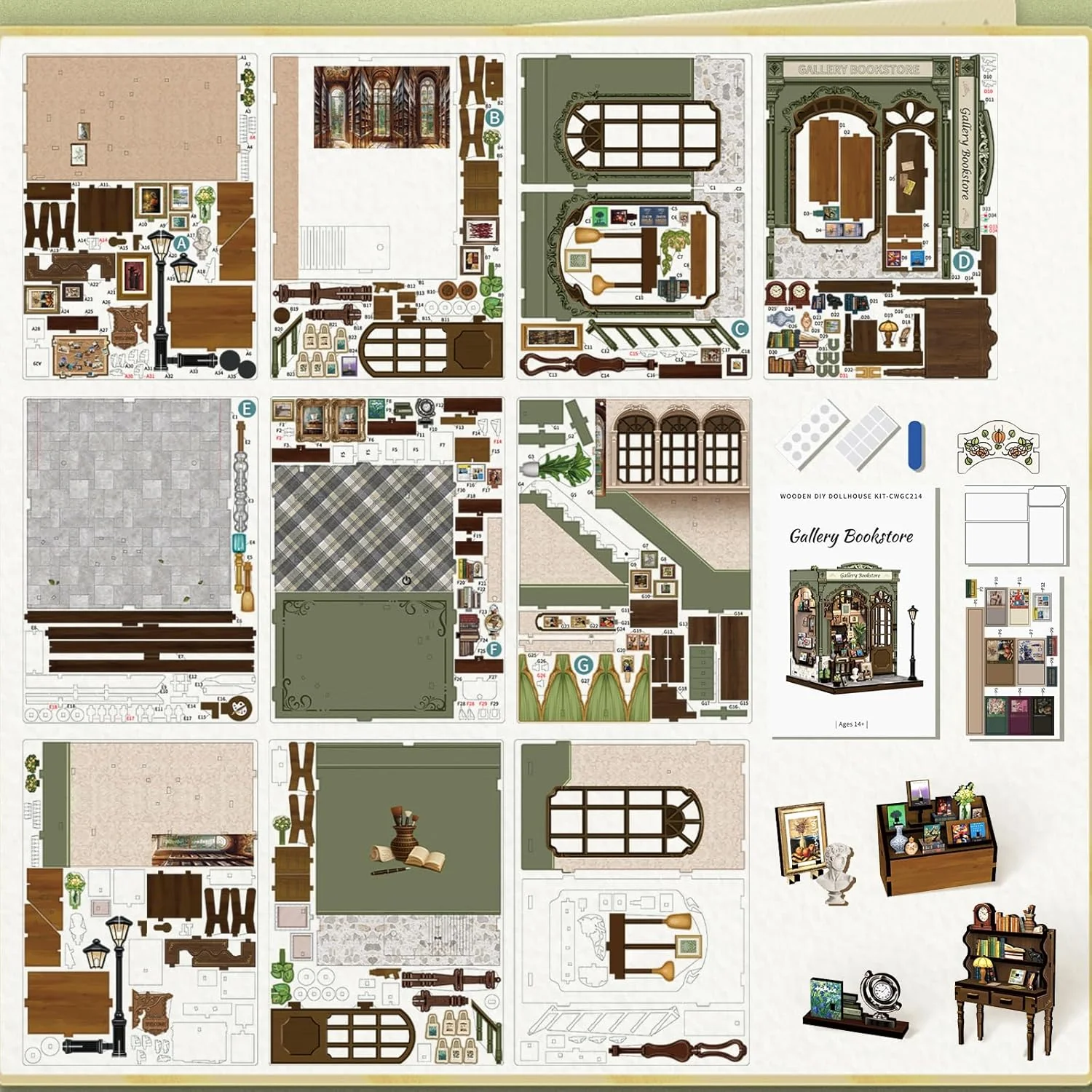 Gallery Bookstore – DIY Miniature House Kit - Image 4