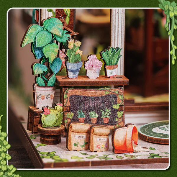 Green Life Bookshop – DIY Miniature Book Nook Kit - Image 11