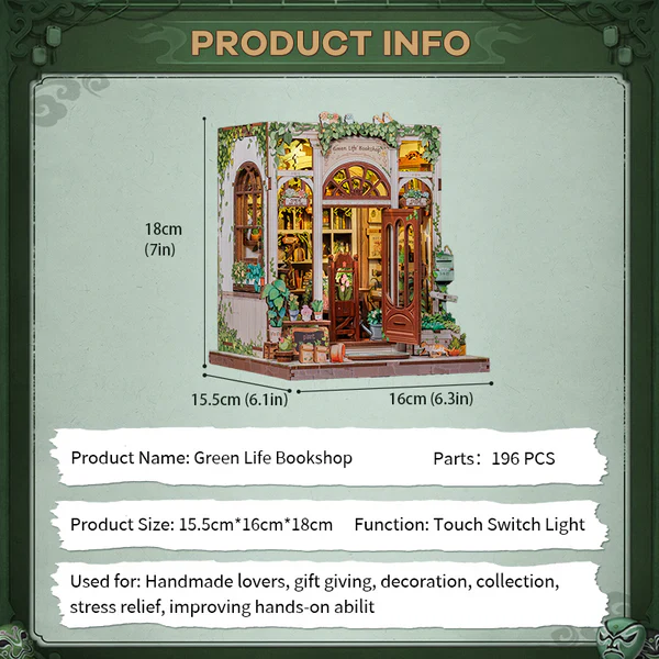 Green Life Bookshop – DIY Miniature Book Nook Kit - Image 13