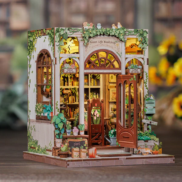 Green Life Bookshop – DIY Miniature Book Nook Kit - Image 3