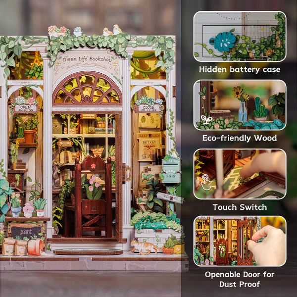 Green Life Bookshop – DIY Miniature Book Nook Kit - Image 4