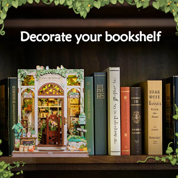 Green Life Bookshop – DIY Miniature Book Nook Kit - Image 6