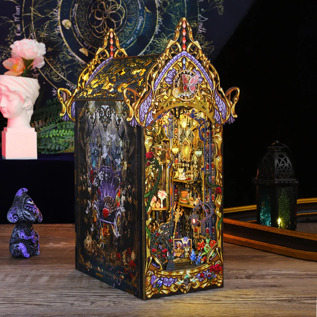 Law Of The Night Wooden Puzzle Book Nook Bookshelf Insert - Image 3