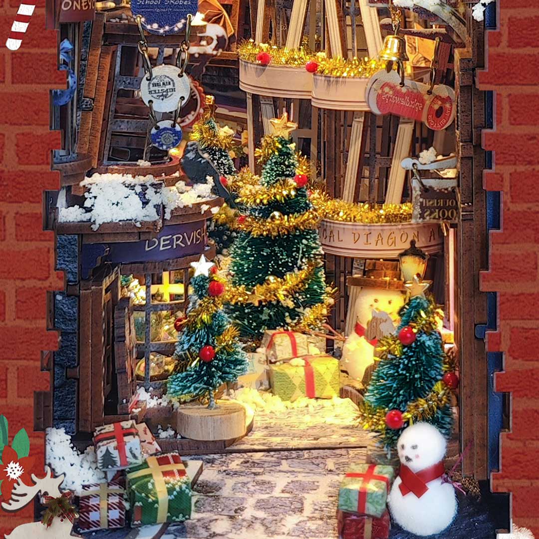 Merry Christmas Diagon Alley DIY Book Nook Shelf - Image 11