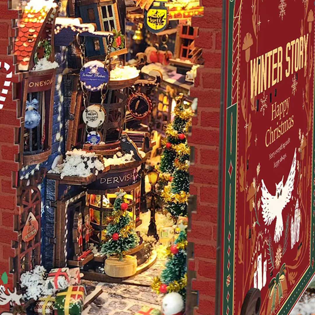 Merry Christmas Diagon Alley DIY Book Nook Shelf - Image 12