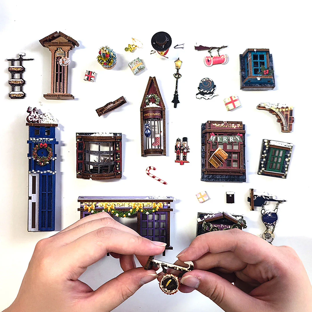 Merry Christmas Diagon Alley DIY Book Nook Shelf - Image 14