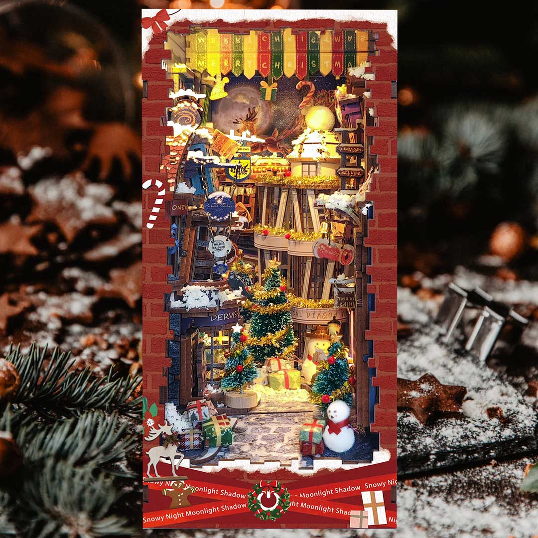 Merry Christmas Diagon Alley DIY Book Nook Shelf - Image 7