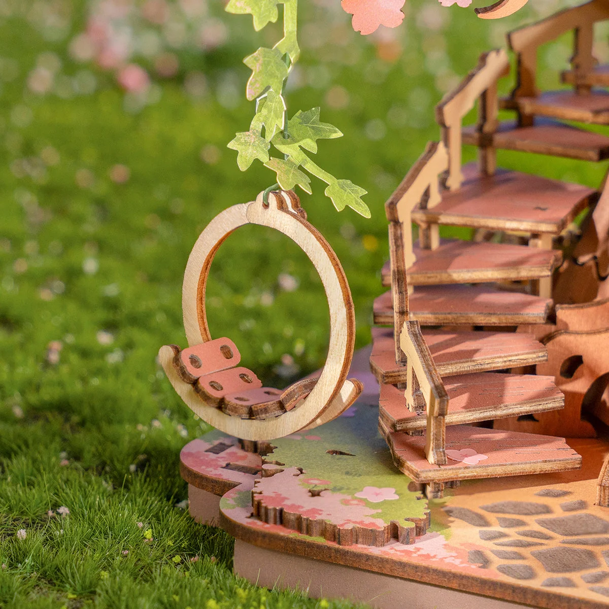 Sakura Tree House – DIY 3D Wooden Puzzle Kit - Image 4
