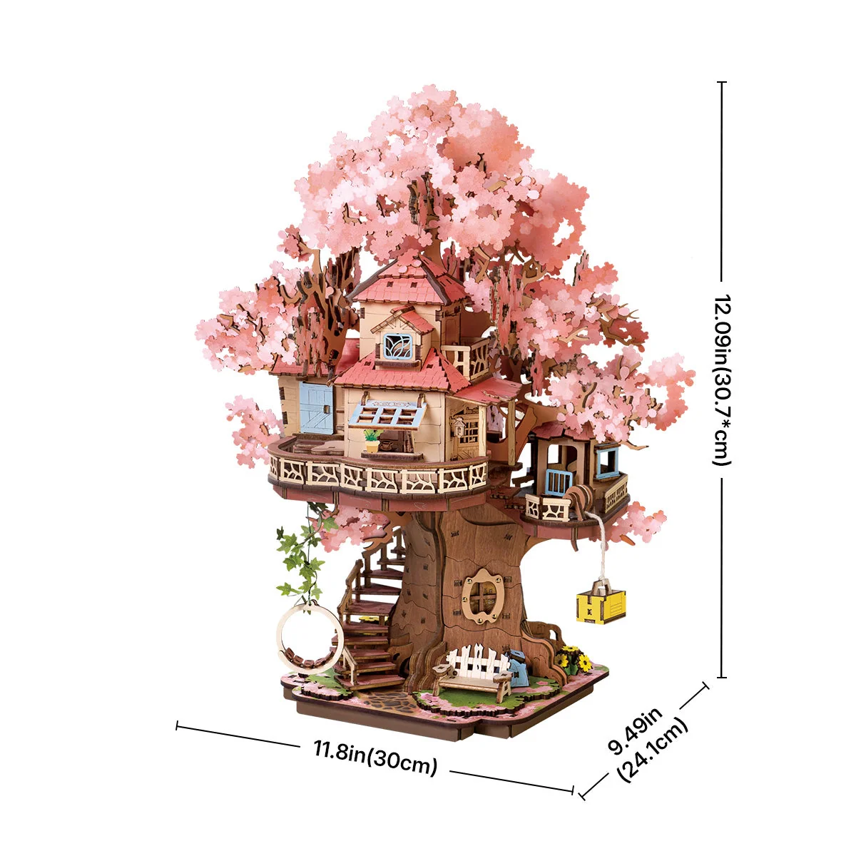 Sakura Tree House – DIY 3D Wooden Puzzle Kit - Image 6